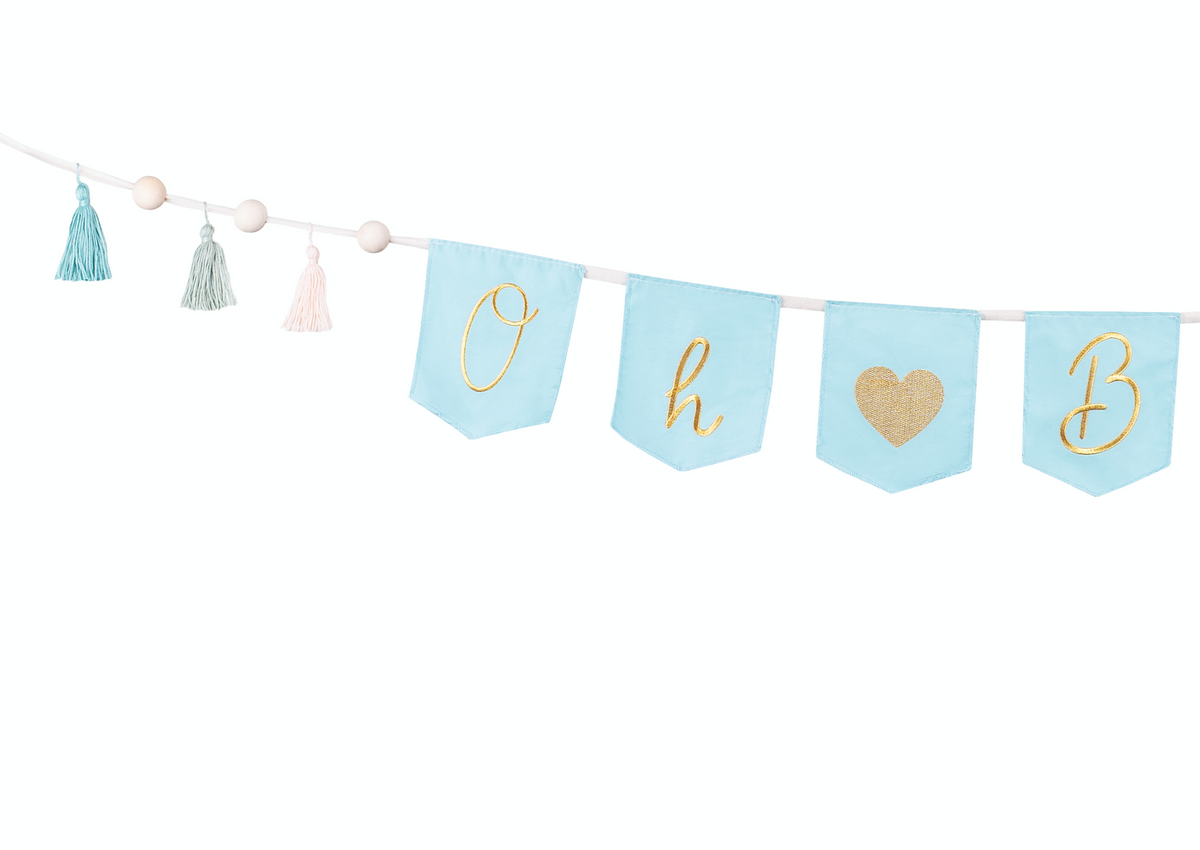 Sky Blue Oh Baby Banner with Tassels