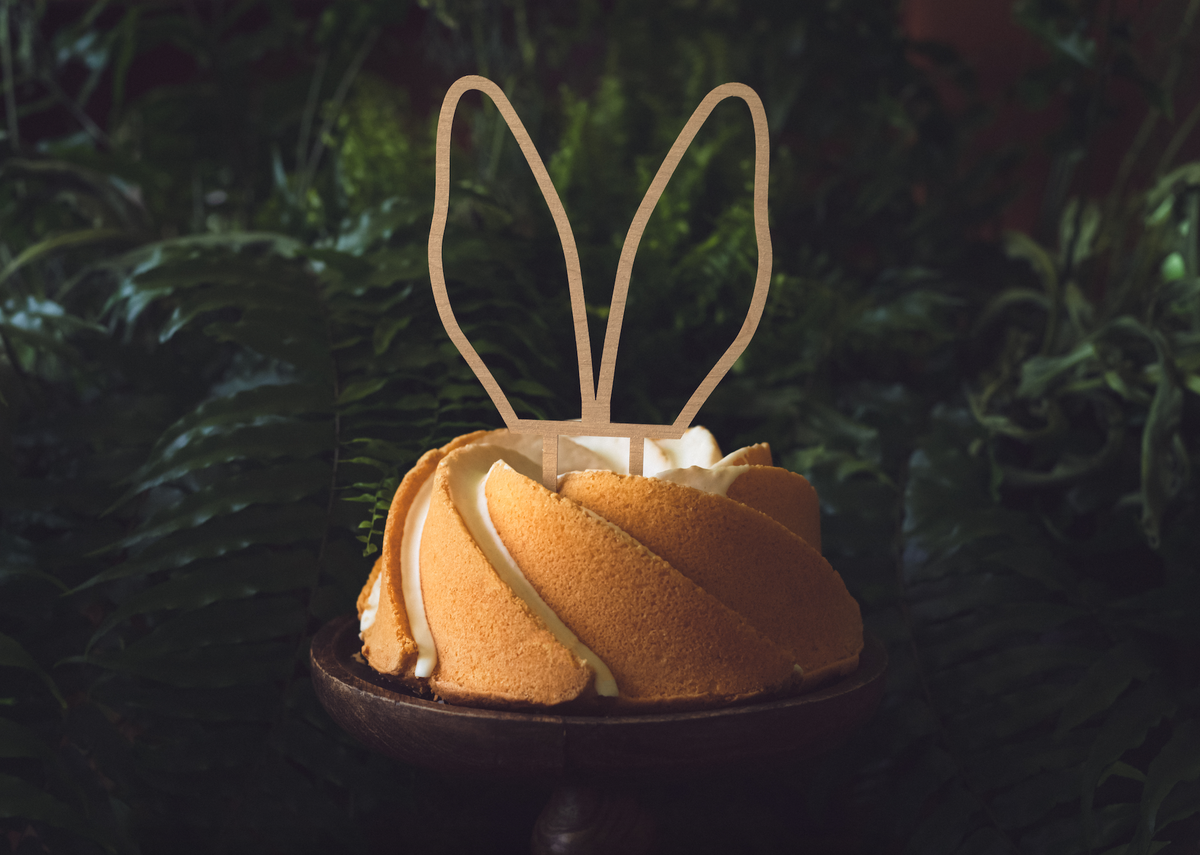 Wooden Cake Topper Bunny Ears 