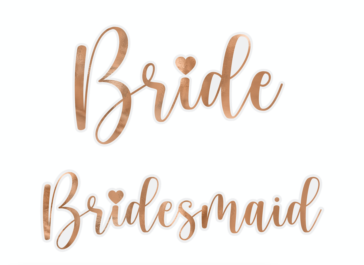 Bride &amp; Bridesmaid Rose Gold Glass Stickers 