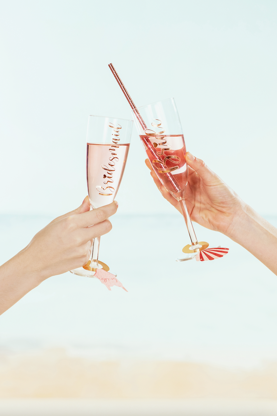 Bride &amp; Bridesmaid Rose Gold Glass Stickers 