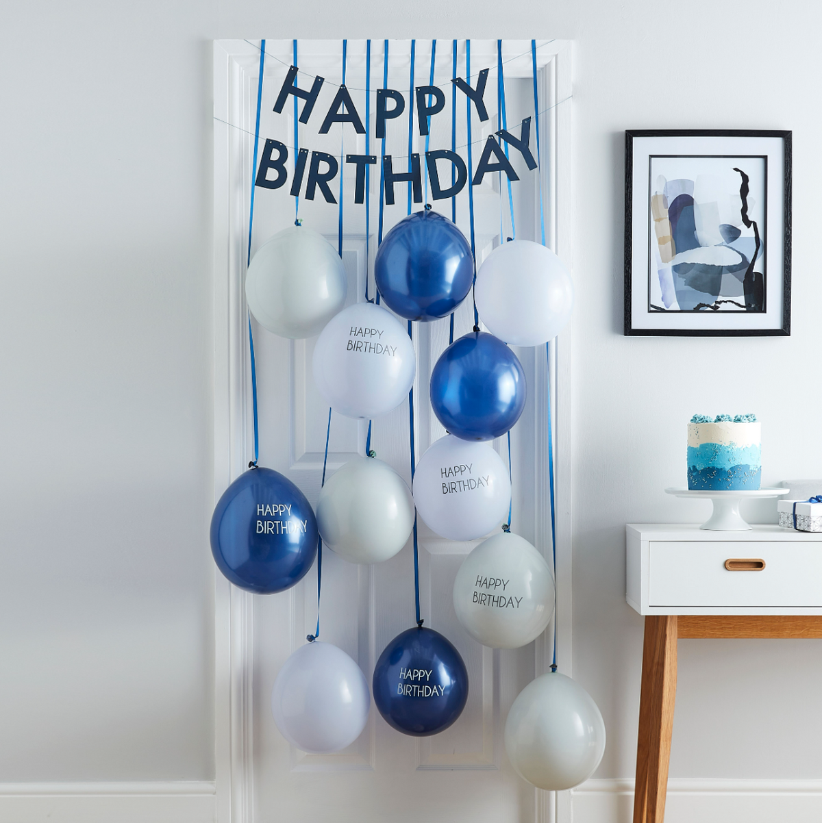 Navy &amp; Blue Happy Birthday Balloon Door Kit