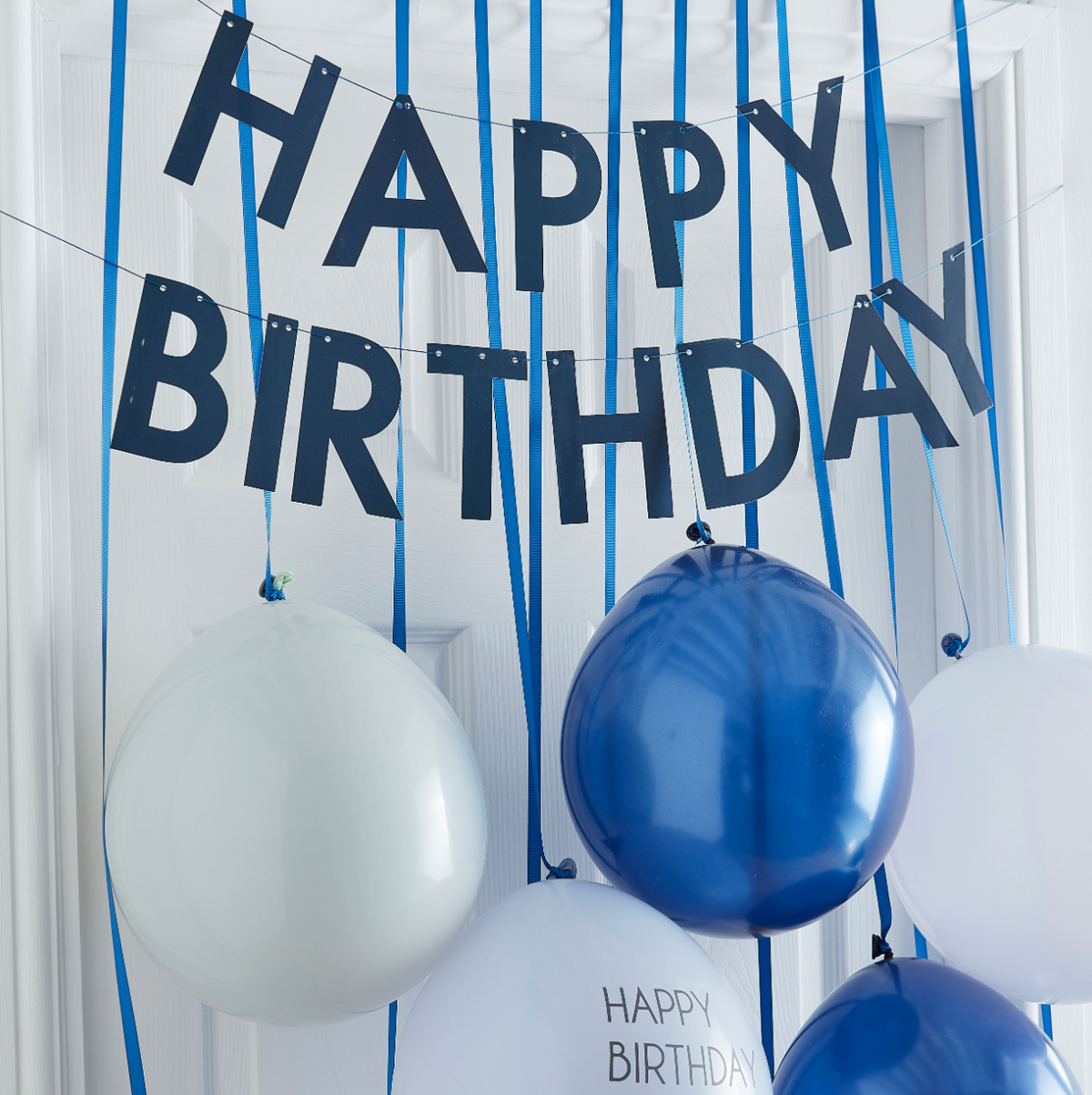 Navy &amp; Blue Happy Birthday Balloon Door Kit