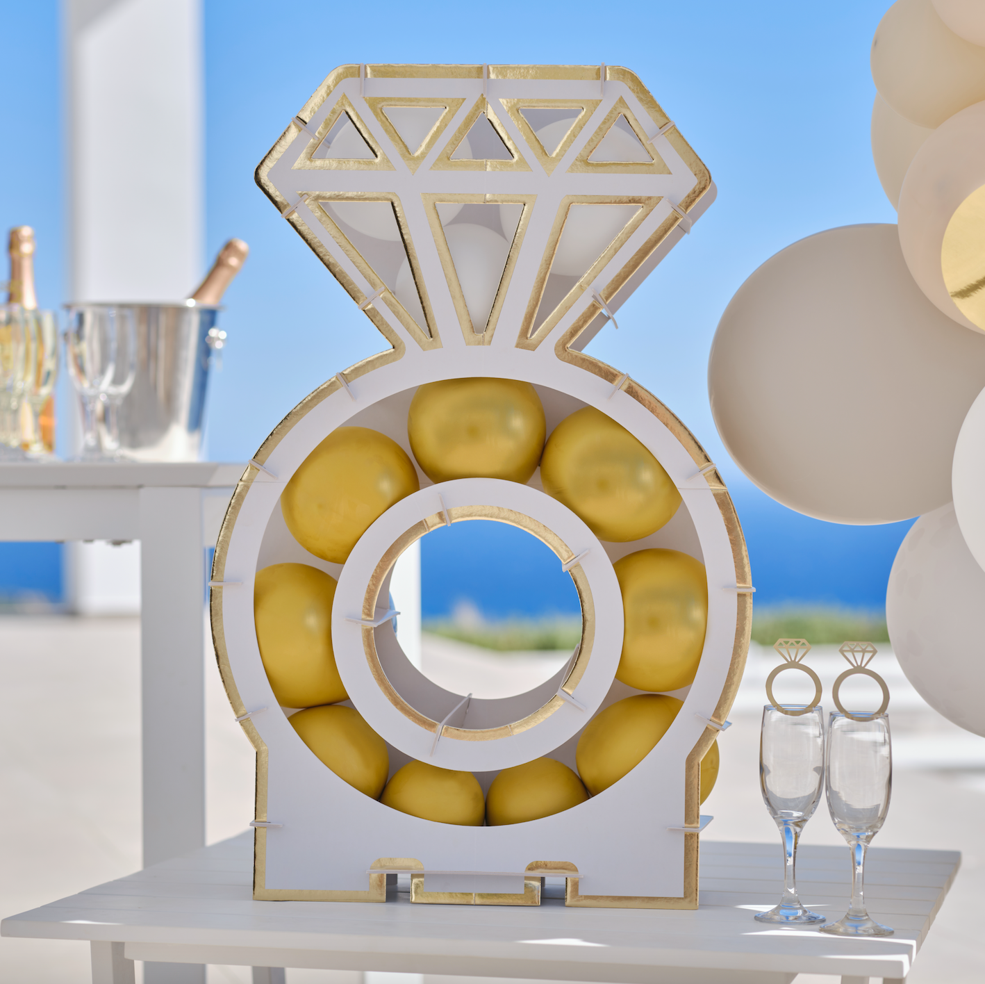 Engagement Ring Balloon Mosaic Stand Decoration
