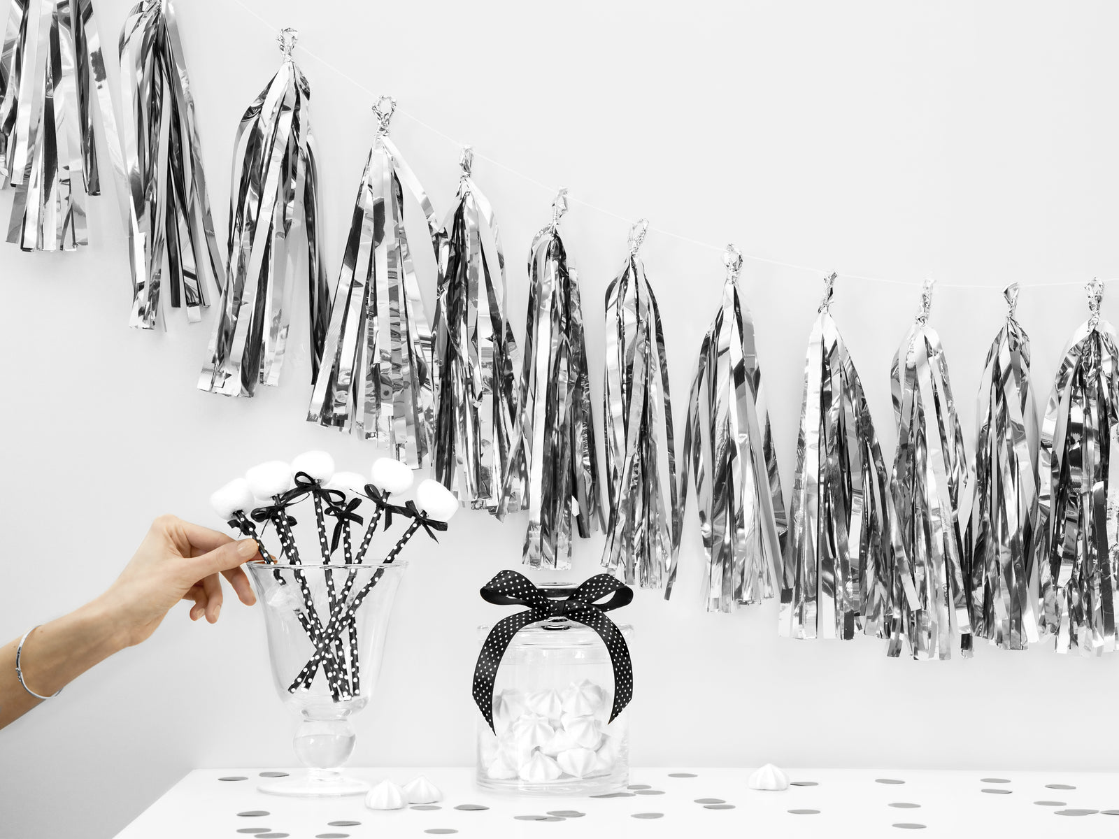 Silver Foiled Tassel Garland