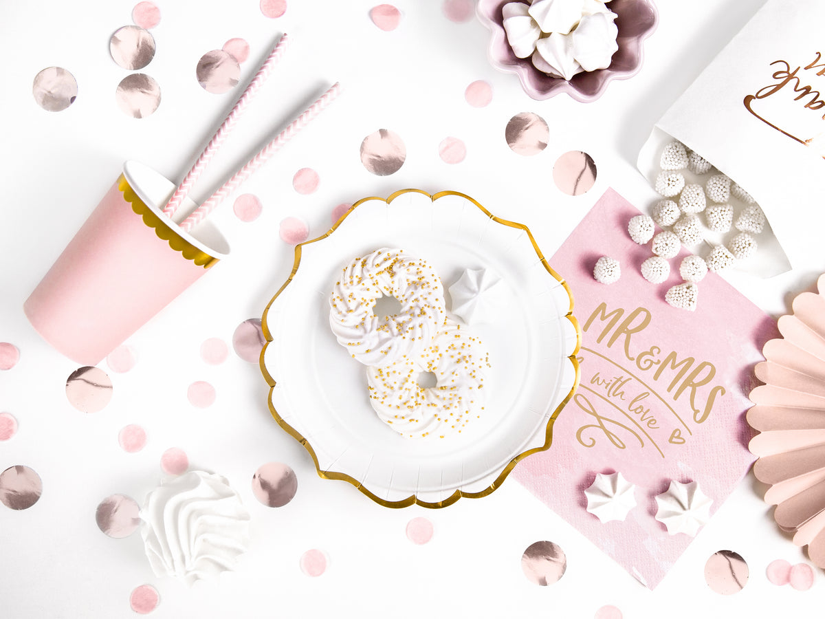 White Paper Party Plates Gold Edges