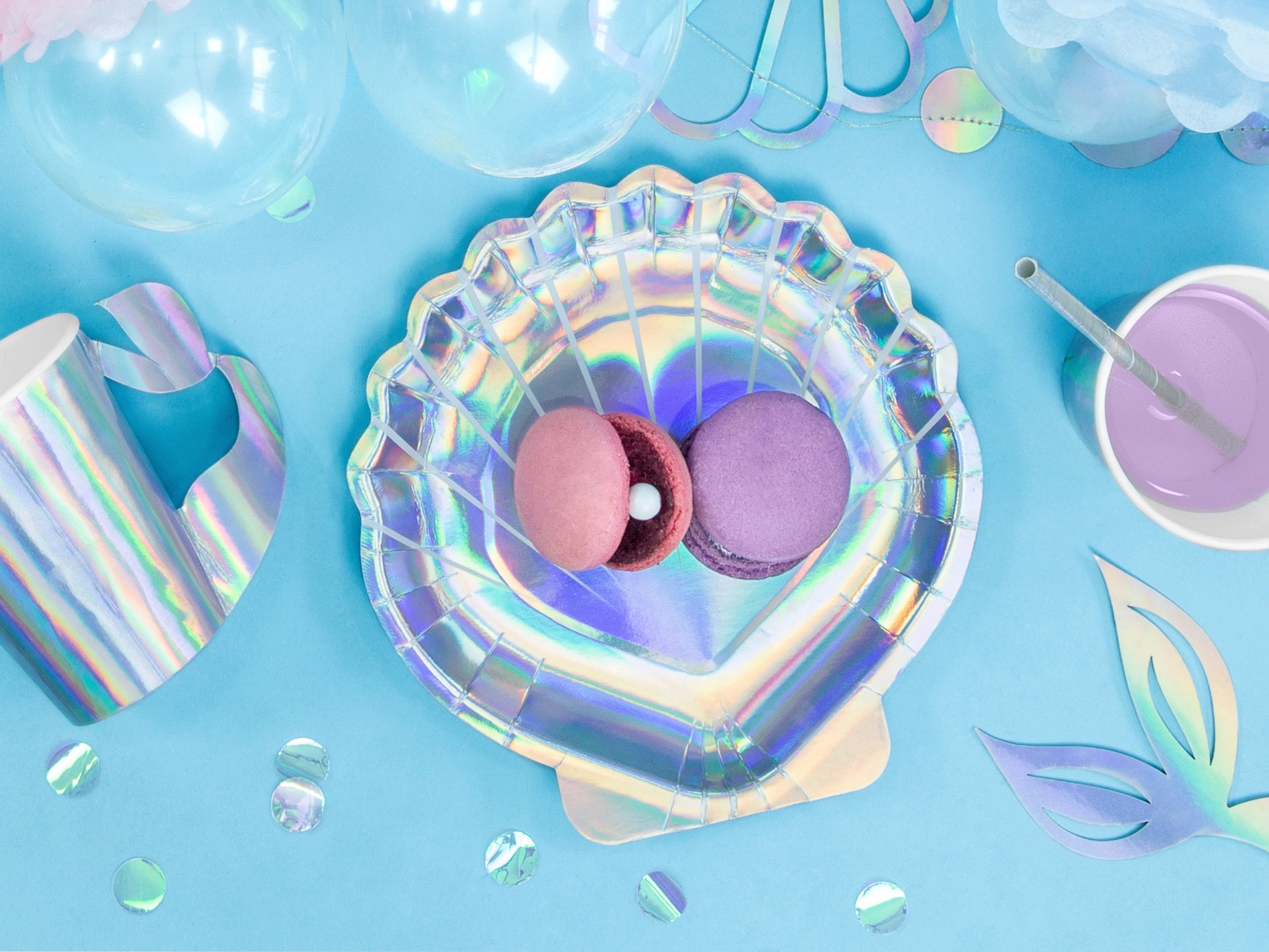 Iridescent Seashell Paper Plates 