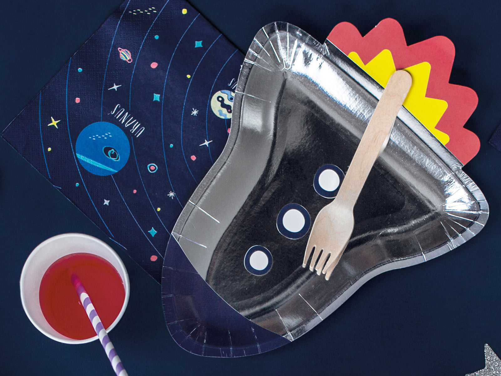 Space Rocket Shaped Party Plates
