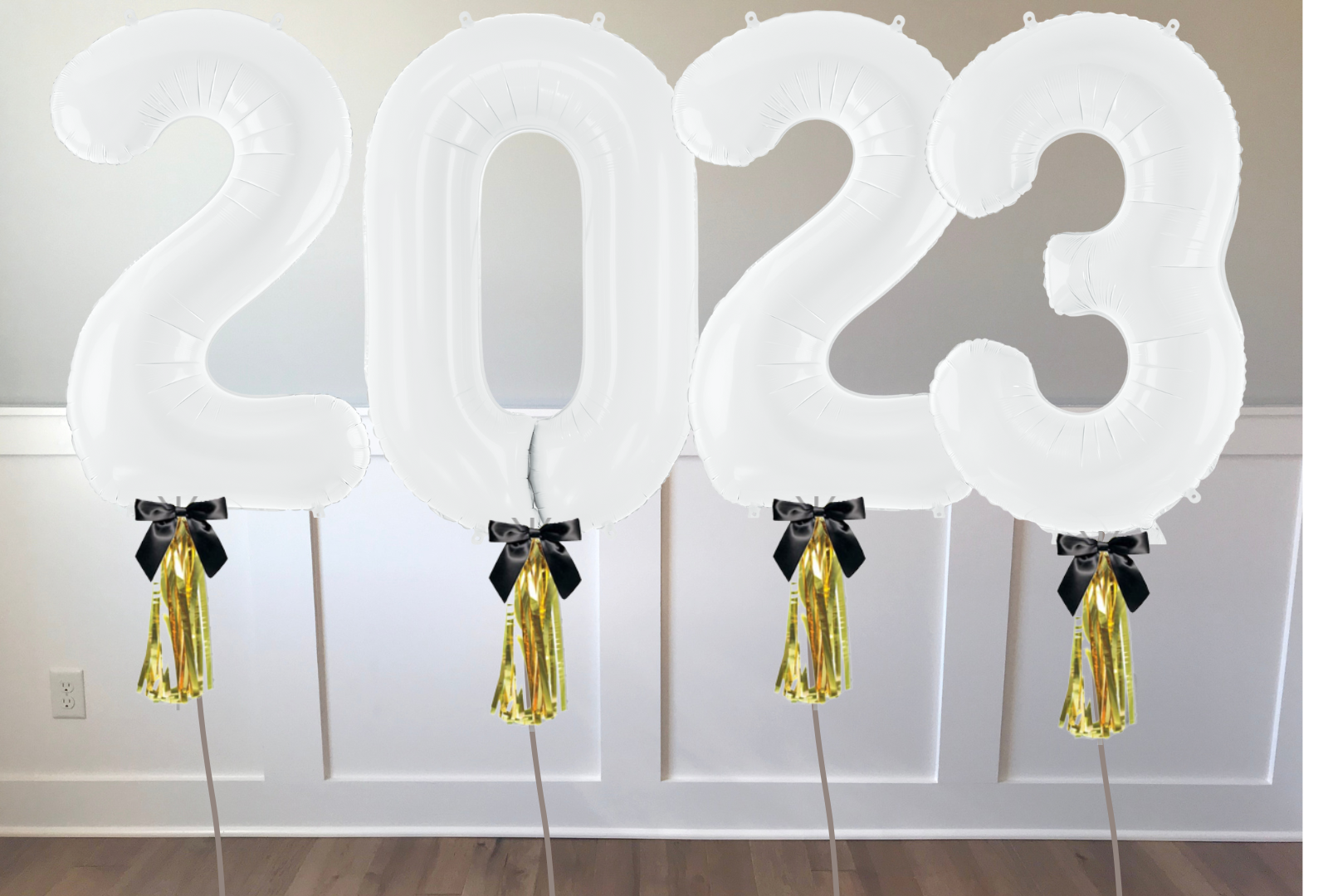 2023 White Foil Balloon Set with Tassels