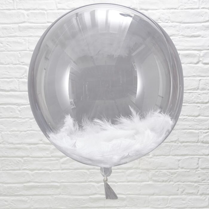 Giant Orb White Feather Balloons 