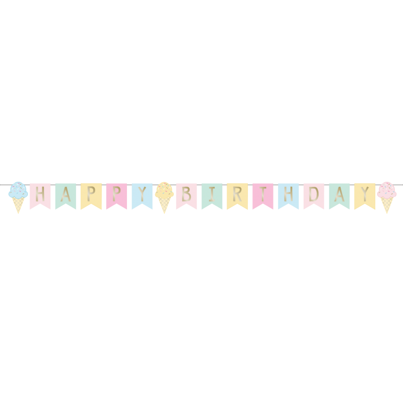 Ice Cream Party Banner with Ribbon