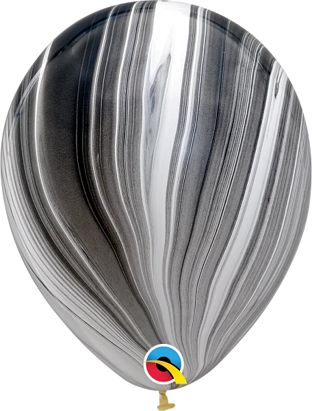Black & White Agate Balloons Latex 11”