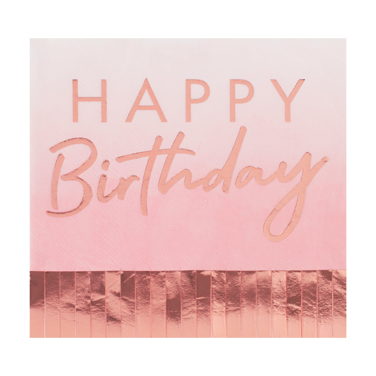 Rose Gold &amp; Pink Ombre Fringe Paper Party Napkins