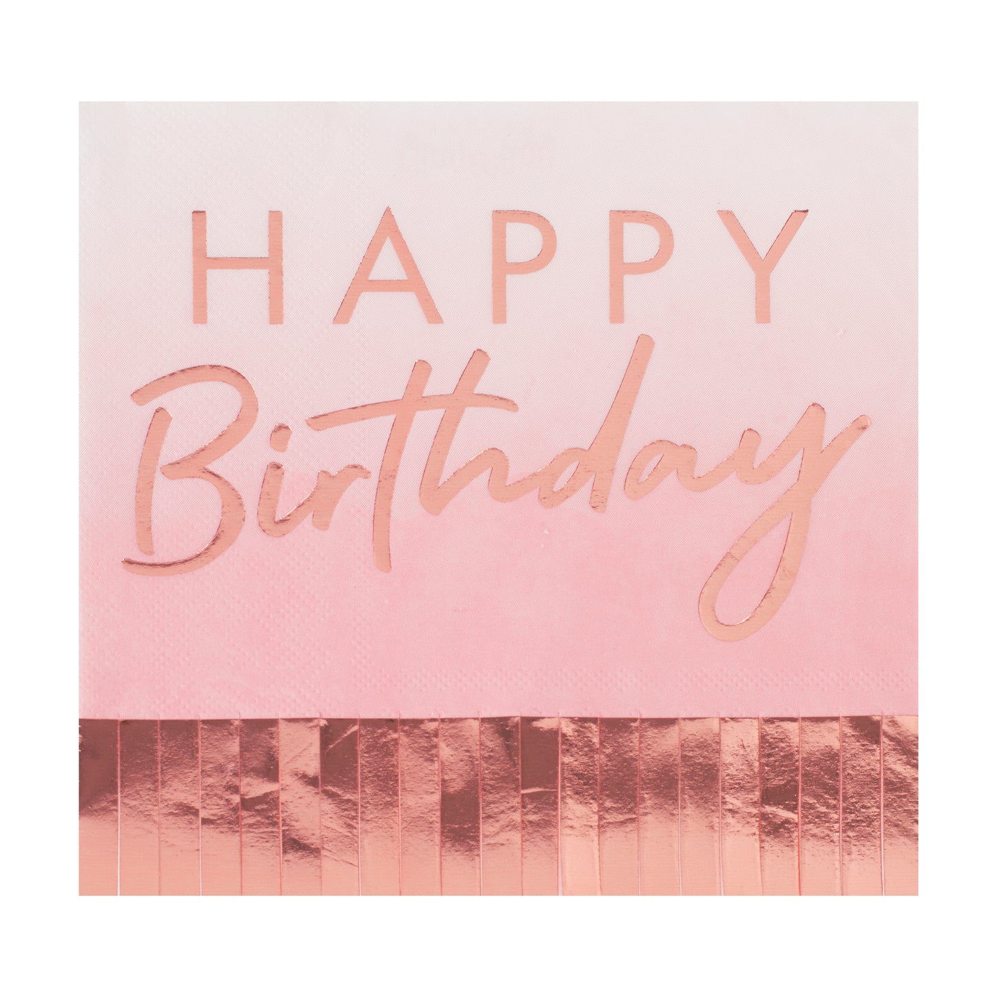 Rose Gold & Pink Ombre Fringe Paper Party Napkins