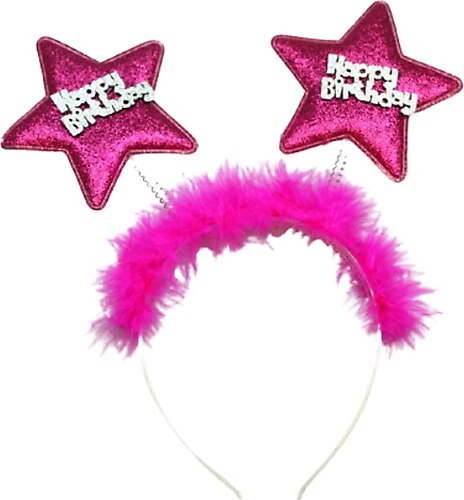 Pink Happy Birthday feather Headband