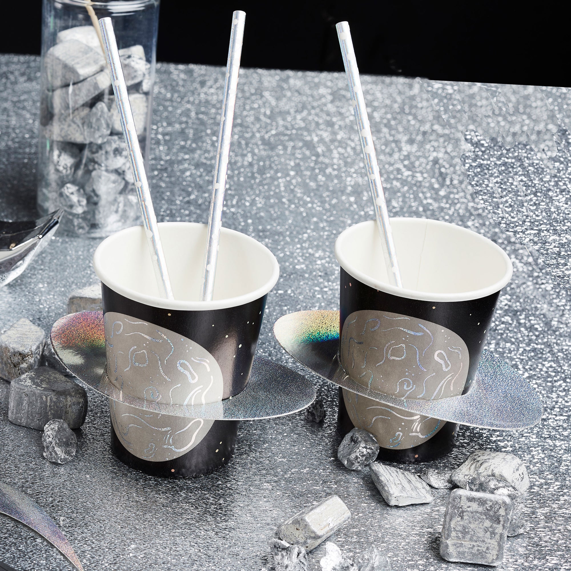 Iridescent Planet Paper Cups 3D Saturn