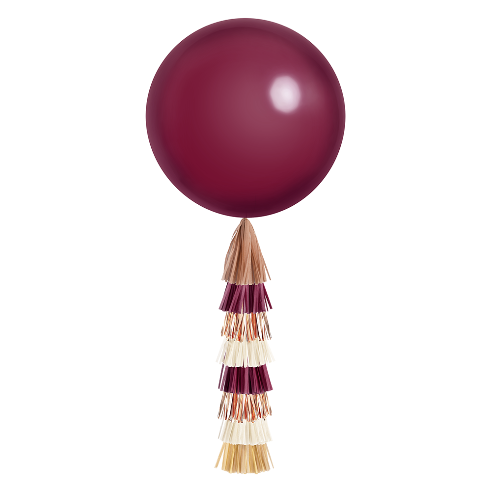 Giant Balloon with DIY Tassels - Burgundy &amp; Rose Gold (Solid)